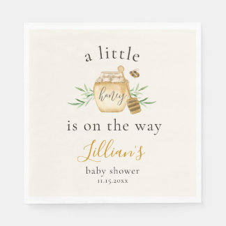 Little Honey Is On The Way Bee Baby Shower Welcome Napkin