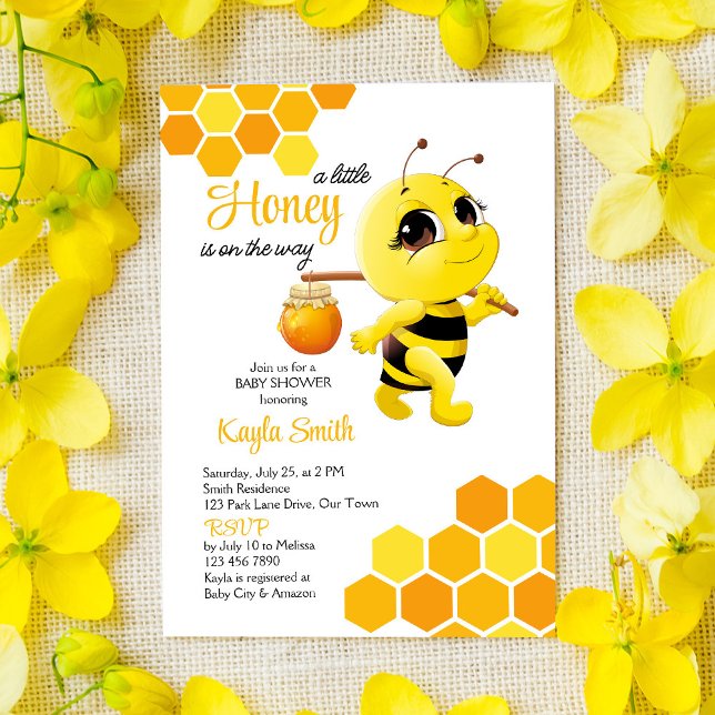 Little honey is on the way cute bee baby shower invitation (Creator Uploaded)