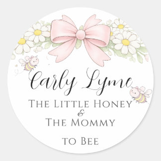 Little Honey Mommy to Bee  baby shower add name Classic Round Sticker