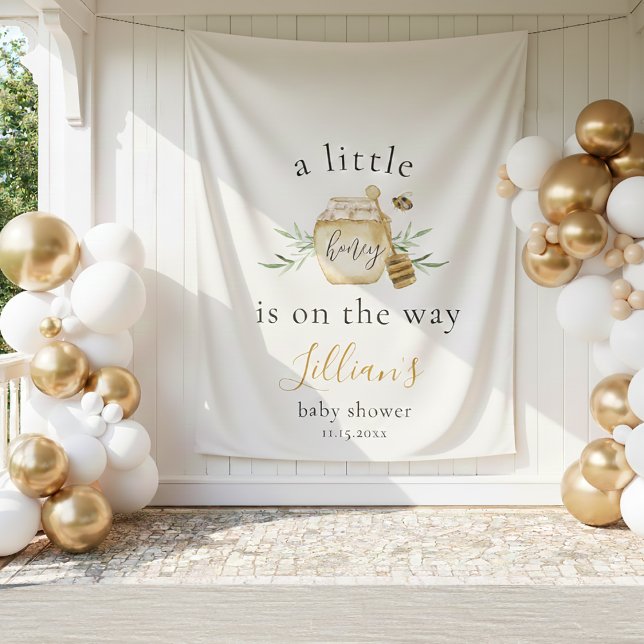 Little Honey On The Way Bee Baby Shower Backdrop Tapestry (Creator Uploaded)