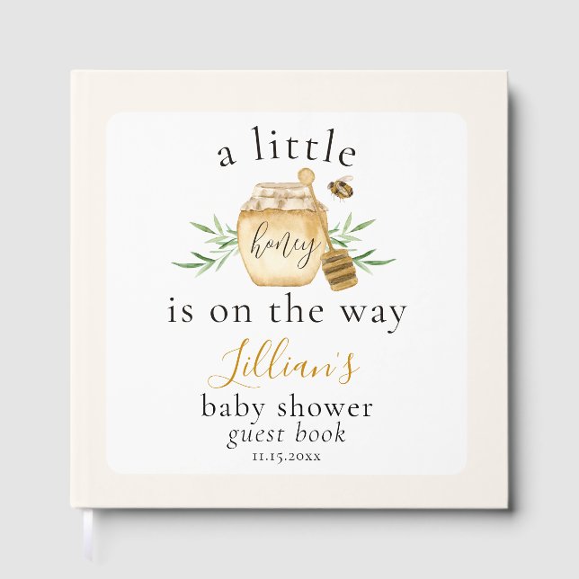 Little Honey On The Way Bee Baby Shower Guest Book (Front)