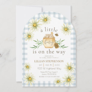 Little Honey On The Way Bee Blue Baby Shower  Invitation