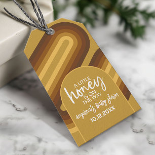 Little Honey on the Way Retro Stripes Baby Shower Gift Tags