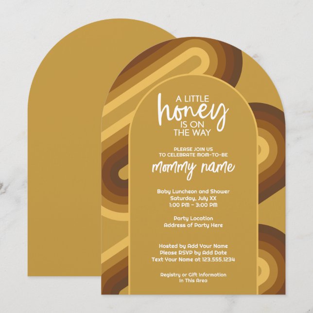 Little Honey on the Way Retro Stripes Baby Shower Invitation (Front/Back)