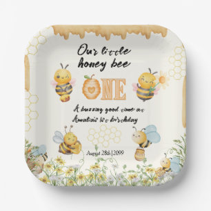 Little Honey To Bee One Wildflower 1st Birthday Paper Plate