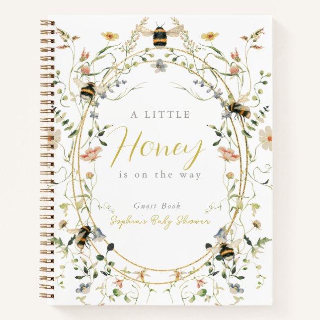 Little Honey Wildflower Bee Baby Shower Guest Book (Front)