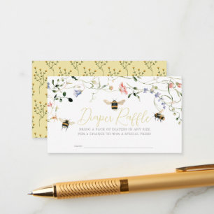 Little Honey Wildflower Bee Diaper Raffle Ticket Enclosure Card