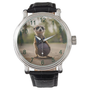 Little Hoop Star: Baby Meerkat Holding Basketball Watch