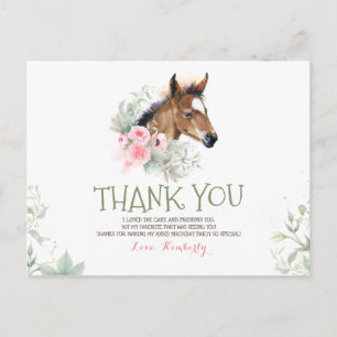 Little Horse Birthday Thank You Postcard