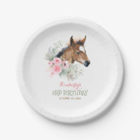 Little Horse Cute Pink Floral Birthday