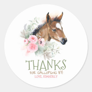 Little Horse Pink Birthday Classic Round Sticker