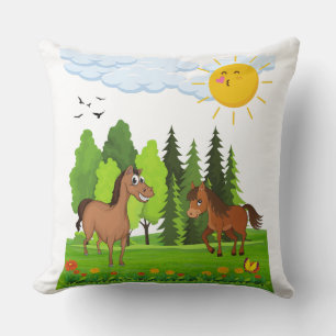 Little horses design for kids cushion
