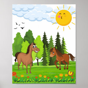Little horses design for kids poster