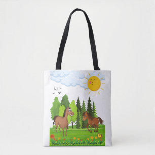 Little horses design for kids tote bag