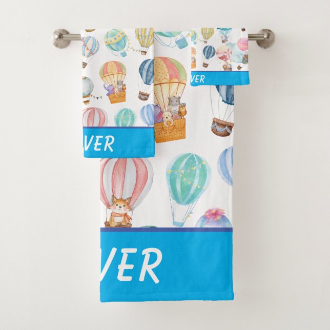 Little Hot Air Balloons for Kids Bath Towel Set (Insitu)