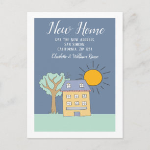 Little House And Tree With Sun New Home Announcement Postcard