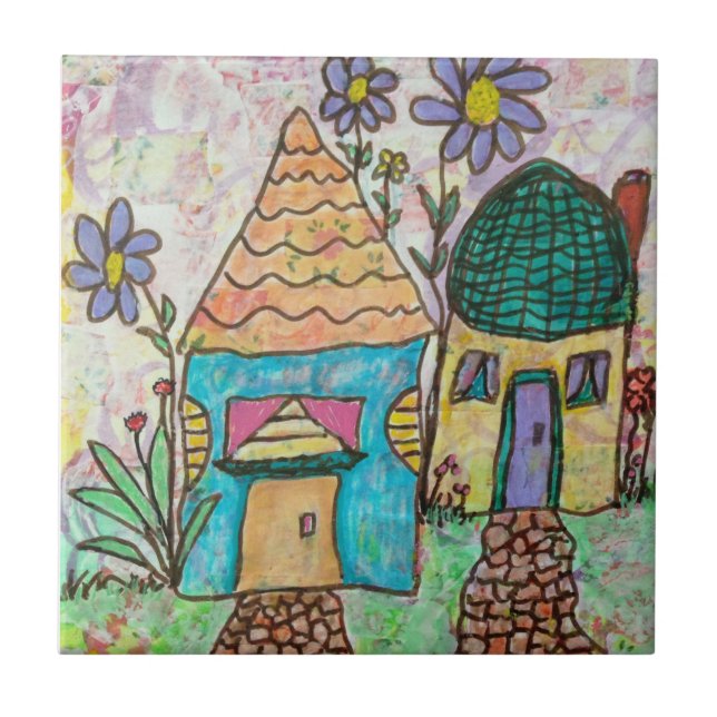 Little House Big Flowers Tile (Front)