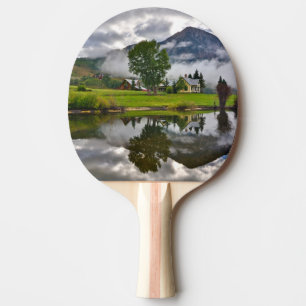 Little House in Mist on Lake Ping Pong Paddle