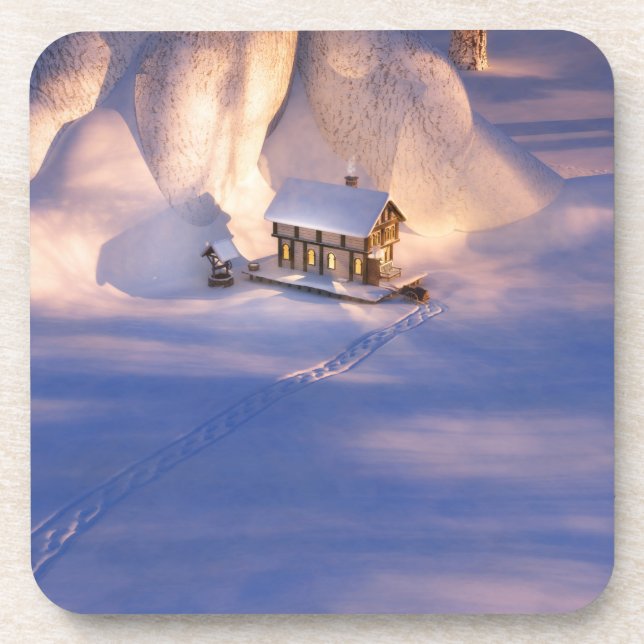 Little House in the Snow Cork Coaster (Front)