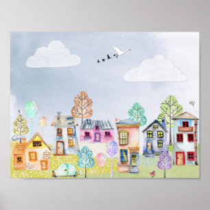 Little house landscape poster