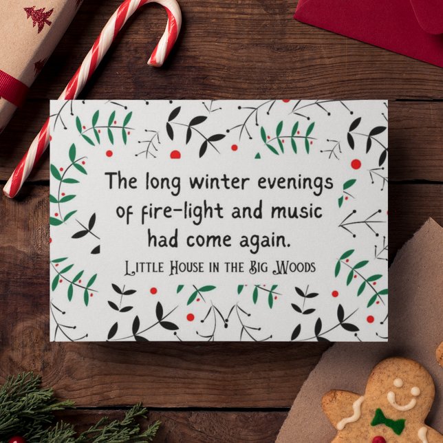 Little House on the Prairie Cosy Winter Hygge Holiday Card (This cozy hand-illustrated Christmas card features a lovely "Little House on the Prairie" quote.)