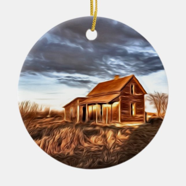 Little House on the Prairies Ceramic Tree Decoration (Front)