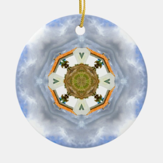 Little House on the Prarie Mandala Ceramic Tree Decoration (Front)