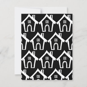 Little Houses We Have Moved Black & White Card