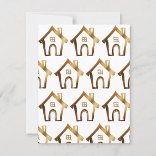 Little Houses We Have Moved Gold and White Card