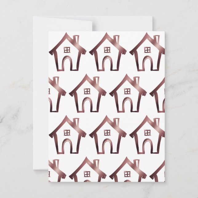 Little Houses We Have Moved Rose Gold & White Card (Front)