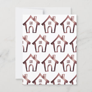 Little Houses We Have Moved Rose Gold & White Card