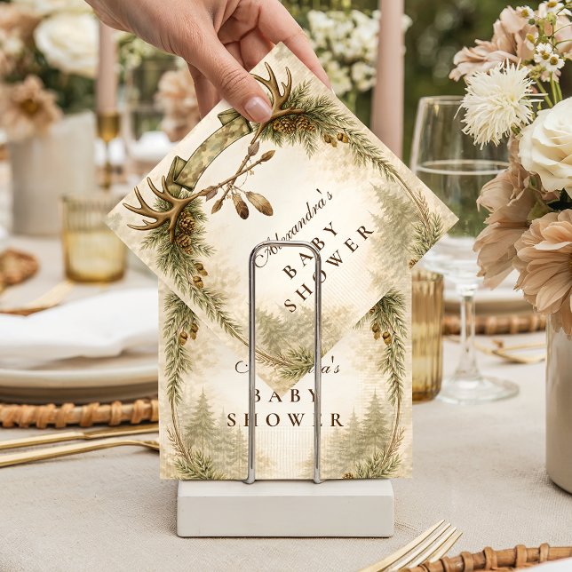 Little Hunter Antler Woodland Baby Shower Napkin (Creator Uploaded)