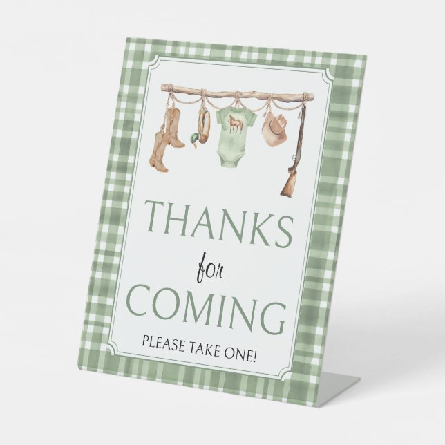 Little hunter Baby Shower Thanks for coming Pedestal Sign (Front)