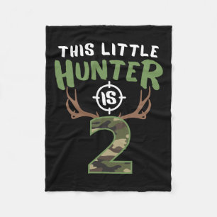 Little Hunter Is 2 Birthday Boys 2nd Birthday Deer Fleece Blanket