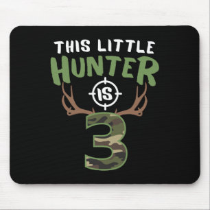 Little Hunter Is 3 Birthday Boys 3rd Birthday Deer Mouse Mat