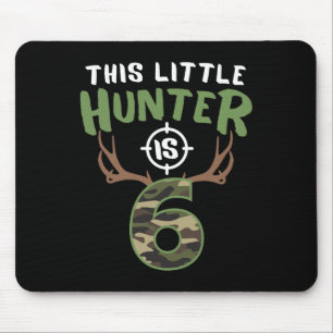 Little Hunter Is 6 Birthday Boys 6th Birthday Deer Mouse Mat