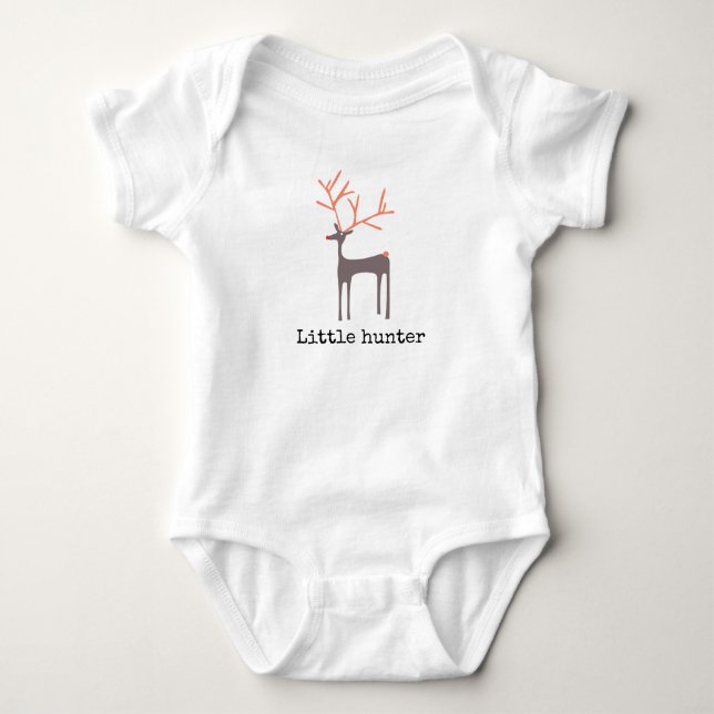 Little hunter with animated deer - customisable baby bodysuit (Front)