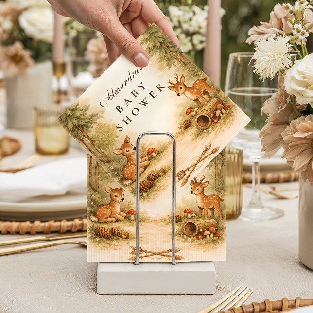 Little Hunter Woodland Deer Baby Shower Napkin (Creator Uploaded)