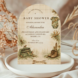 Little Hunter Woodland Keepsake Baby Shower Invitation
