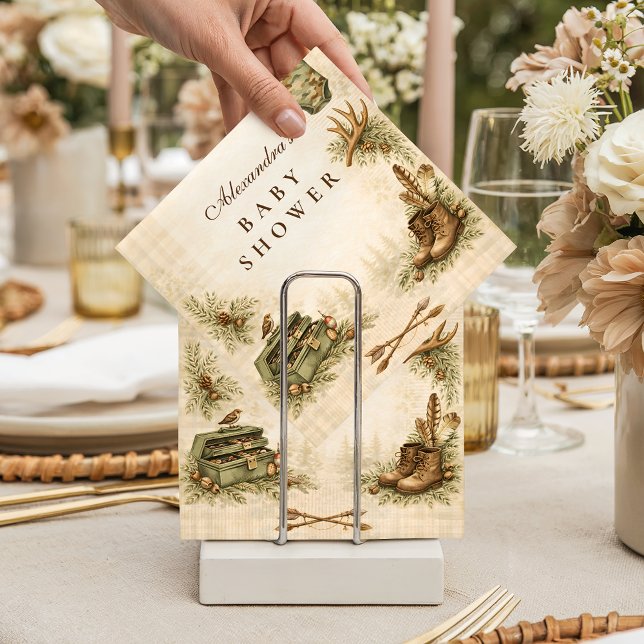 Little Hunter Woodland Keepsake Baby Shower Napkin (Creator Uploaded)