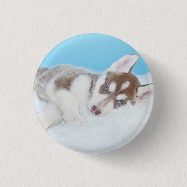 Little Husky Puppy Laying on a Blanket 3 Cm Round Badge (Front)
