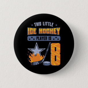 Little Ice Hockey 8th Birthday Player Puck Star Sp 6 Cm Round Badge
