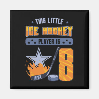Little Ice Hockey 8th Birthday Player Puck Star Sp Magnet