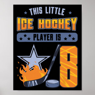 Little Ice Hockey 8th Birthday Player Puck Star Sp Poster