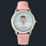 Little Ice Skater {pink} Watch<br><div class="desc">This adorable watch features an adorable vector illustration of a little ice skating girl can be personalised with your little girl's name, monogram, initial, or any text of your choice for a perfect custom gift.</div>