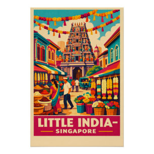 Little India, Singapore in a vibrant retro Poster
