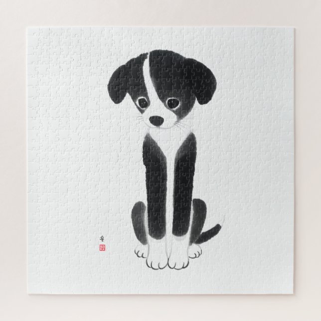 Little Ink Pup – White Challenge Edition Jigsaw Puzzle (Vertical)