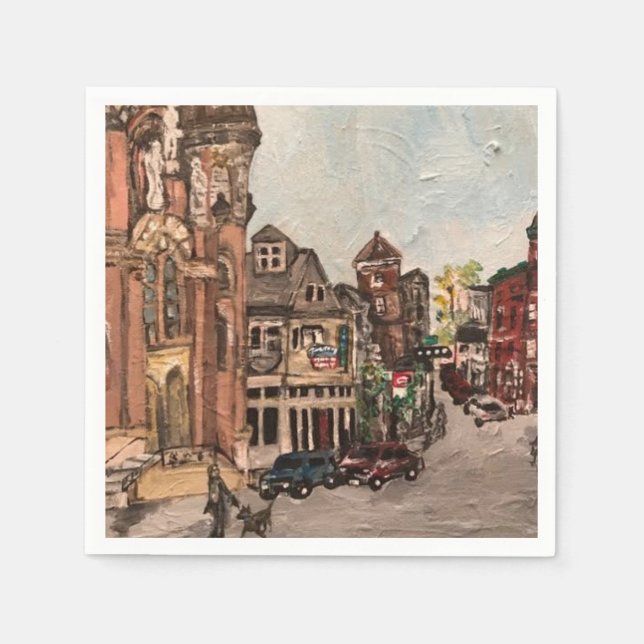 Little Italy, Cleveland Painting on Paper Napkins (Front)
