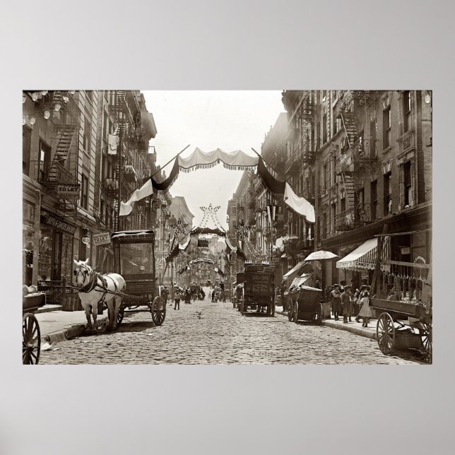 Little Italy Mott Street NYC Photograph (1908) Poster (Front)