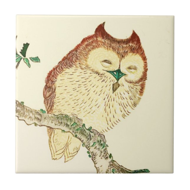 Little Japanese owl Tile (Front)